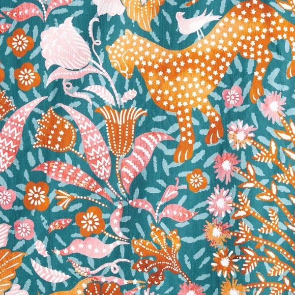 Anthropologie Mahina King Teal and Orange Duvet Cover - Picture 1 of 6